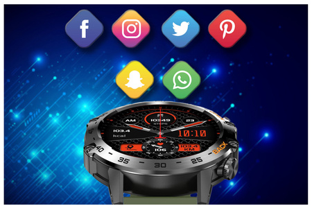 SMARTWATCH MĘSKI ZIELONY PASEK WYKONYWANIE POŁĄCZEŃ CIŚNIENIOMIERZ GRAVITY GT9-12 
