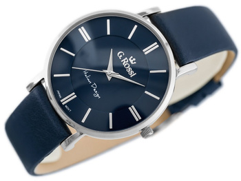 ZEGAREK męski G. ROSSI - 10401A-6F1 Granatowy pasek skórzany + BOX