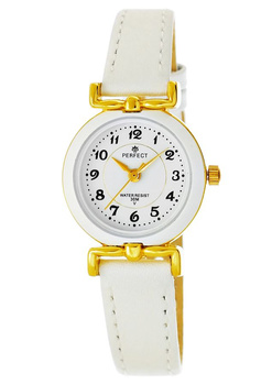 Zegarek Dziecięcy Komunijny Perfect  LP004-3 Dziewczęcy Biały pasek skórzany