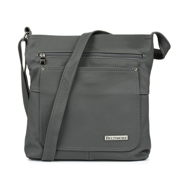 Duża Damska Torebka Skórzana Szara A4 Pojemna Beltimore 974