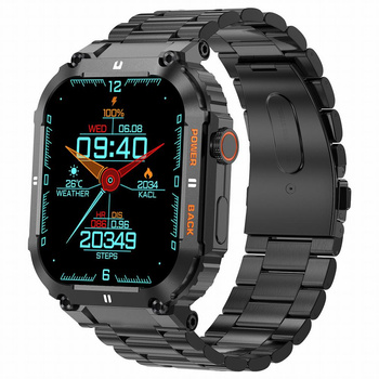 SMARTWATCH MĘSKI GRAVITY GT6-2 - WYKONYWANIE POŁĄCZEŃ, MONITOR SNU SPORT Czarny pasek