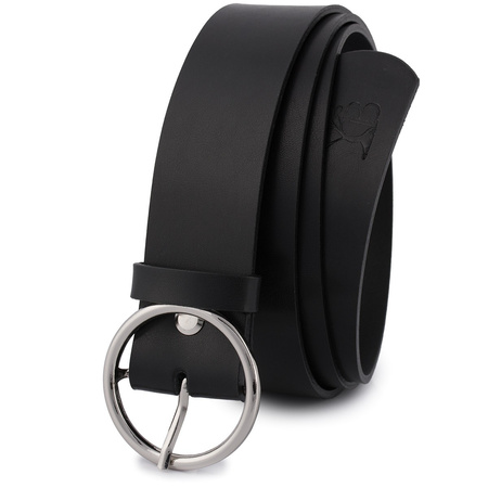 Skórzany Pasek Damski Do Spodni Sukienki Czarna Skóra Nat. 3,5 Cm Beltimore B81 : Rozmiar Pasków - R.100-115 Cm