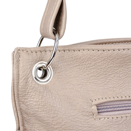 Damska Skórzana Na Ramię Torebka Beltimore Skóra Beżowa 972 : Kolory - Brązowy, Beżowy