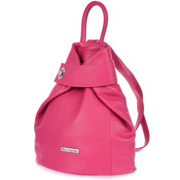 Fuksjowy Skórzany Plecak Damski Elegancki Z Zapięciem Beltimore T54 : Kolory - Różowy