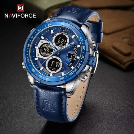 ZEGAREK MĘSKI NAVIFORCE NF9197L Granatowy pasek skórzany + BOX