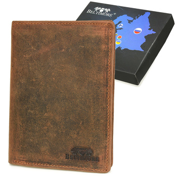 Męski Portfel Skórzany Brązowy Nubuk Skóra Beltimore R82 : Kolory - Brązowy, Beżowy