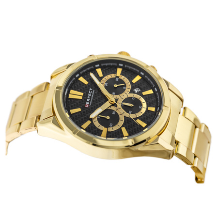 ZEGAREK MĘSKI ZŁOTA BRANSOLETA PERFECT M501CH-06 - CHRONOGRAF + BOX