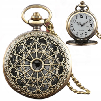 Męski zegarek kieszonkowy Złoty Vintage Retro Serca Biała tarcza NA PREZENT