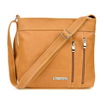 Torebka Skórzana Camelowa Listonoszka Damska Beltiomore X95 : Kolory - Brązowy, Beżowy