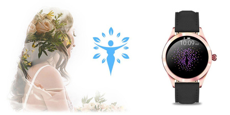 SMARTWATCH DAMSKI CZARNY PASEK SKÓRZANY KROKI POWIADOMIENIA TARCZE G.Rossi SW017-6