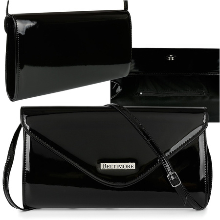 Czarna Lakierowana Damska Torebka Wieczorowa Kopertówka Beltimore M78 : Kolory - Czarny