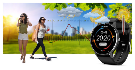 Smartwatch męski Czarny pasek gumowy sportowy Puls Kroki Gravity GT1-3 