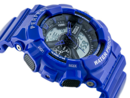 ZEGAREK MĘSKI PERFECT SHOCK Chłopięcy Niebieski pasek Cyfrowy