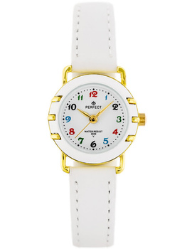 ZEGAREK DZIECIĘCY PERFECT LP033-01- komunijny Biały pasek skórzany + BOX