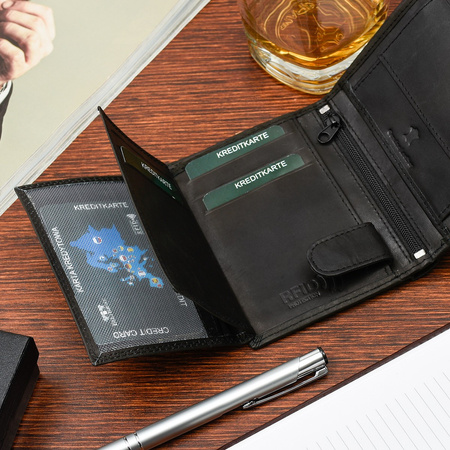 Zestaw Męski Skórzany Portfel Pionowy Rękawiczki  L/XL Czarne Beltimore T83