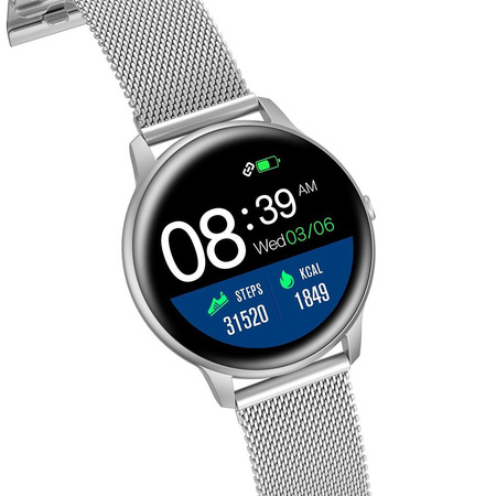 SMARTWATCH DAMSKI SREBRNA BRANSOLETA KOBIECY SPORT PULS SMS FB ZDJĘCIA G. Rossi SW015-3