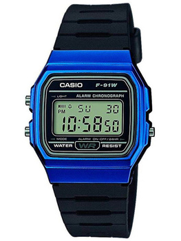 ZEGAREK MĘSKI CASIO F-91WM-2ADF Czarny pasek  + BOX