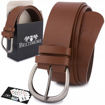 Skórzany Pasek Damski Do Spodni Sukienki Brązowy Skóra Nat 4 Cm Beltimore D87 : Kolory - Brązowy, Beżowy, Rozmiar Pasków - R.105-120 Cm