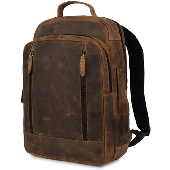 Plecak Skórzany Na Laptopa 15,6 Biznesowy Duży A4 Pojemny Brązowy Premium Beltimore N09 : Kolory - Brązowy, Beżowy