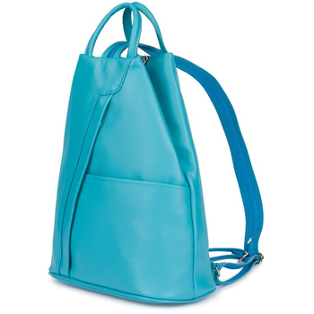 Vera Pelle Włoski Plecak Skórzany Damski Mały Turkusowy T52 : Kolory - Niebieski