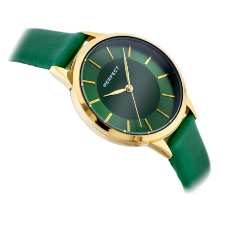 Zegarek damski Zielony pasek skórzany PERFECT E359-09 + BOX