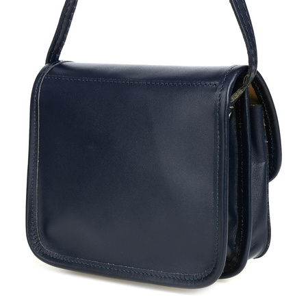 Granatowa Beltimore Damska Skórzana Mała Torebka Listonoszka K66 : Kolory - Granatowy
