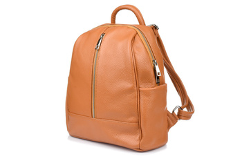 Camel Włoski Plecak Skórzany A4 Damski Pojemny Solidny C78 : Kolory - Brązowy, Beżowy