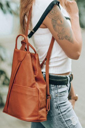 Plecak Skórzany Damski Mały Niebieski Vera Pelle T52