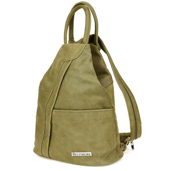 Oliwka Polski Plecak Damski Skórzany Trójkąt Pojemny Q60 : Kolory - Zielony