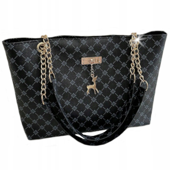 Torebka damska czarna mała na ramię klasyczna skóra ekologiczna zamek D07