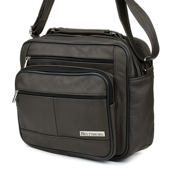 Brązowa Pojemna Skórzana Torba Męska Do Pracy Beltimore F72 : Kolory - Brązowy, Beżowy