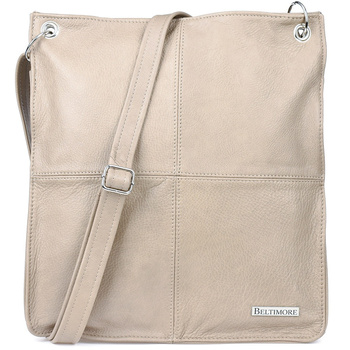 Damska Skórzana Na Ramię Torebka Beltimore Skóra Beżowa 972 : Kolory - Brązowy, Beżowy