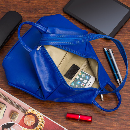 Plecak Skórzany Damski Mały Niebieski Vera Pelle T52