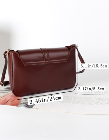 DAMSKA TOREBKA BRĄZOWA NA PASKU LISTONOSZKA BORDOWA NA RAMIĘ SKÓRZANA D09