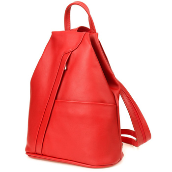 Plecak Skórzany Damski Włoski Skóra Licowa Mały Beltimore T52 : Kolory - Czerwony