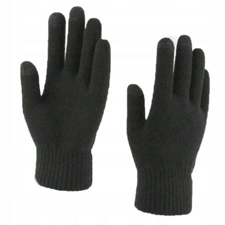 MĘSKA CZAPKA ZIMOWA KOMIN RĘKAWICZKI KOMPLET 3W1 CZARNY PREZENT DLA MĘŻA