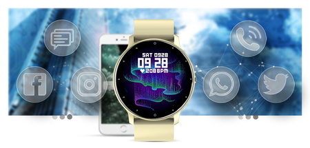 Smartwatch Damski Gravity GT1-6 Beżowy pasek SPORT KROKI PULS