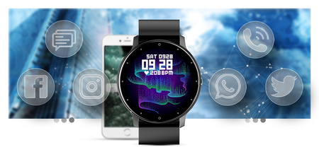 Smartwatch męski Czarny pasek gumowy sportowy Puls Kroki Gravity GT1-3 