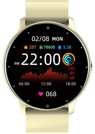 Smartwatch Damski Gravity GT1-6 Beżowy pasek SPORT KROKI PULS