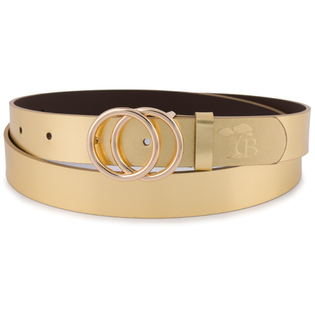 Skórzany Pasek Damski Do Spodni Sukienki Koła Klasyczny Złoty Beltimore B06 : Kolory - Granatowy, Rozmiar Pasków - R.95-110 Cm