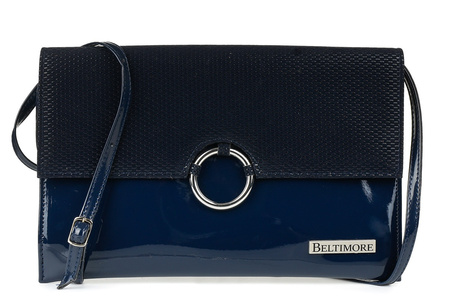 Granatowa Oryginalna Damska Torebka Kopertówka Na Pasku Usztywniana W63 : Kolory - Granatowy