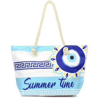 Duża Torba Plażowa Torebka Summer Time Grecka Lekka T61 : Kolory - Niebieski