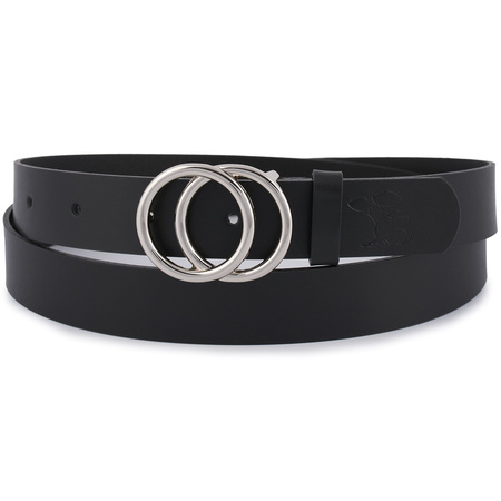 Skórzany Pasek Damski Do Spodni Sukienki Koła Klasyczny Czarny Beltimore B01 : Kolory - Czarny, Rozmiar Pasków - R.90-105 Cm