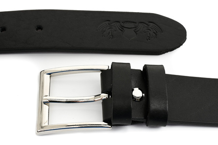 Beltimore Skórzany Licowy Pasek Męski Czarny 3,5 Cm E10 : Kolory - Czarny, Rozmiar Pasków - R.85-100 Cm