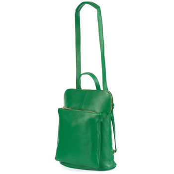 Skórzany Plecak Damski Torba 2W1 Elegancki A4 Włoski Pojemny Zielony Vera Pelle S40 : Kolory - Zielony