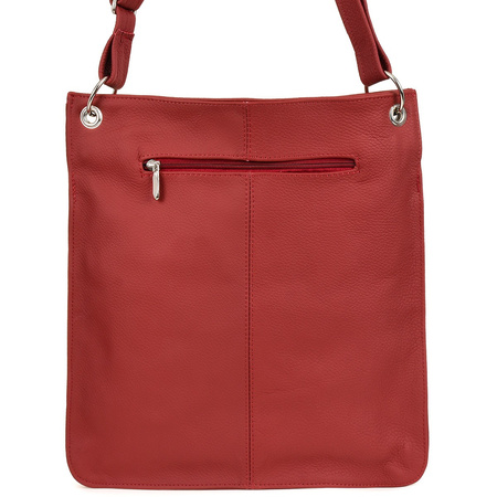 Bordowa Torebka Damska Skórzana Listonoszka Duża A4 Beltimore 972 : Kolory - Czerwony