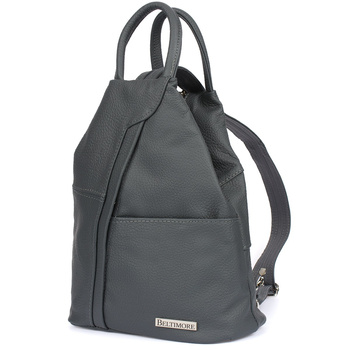 Szary Beltimore Plecak Damski Skórzany Trójkąt Pojemny Q60 : Kolory - Szary, Srebrny