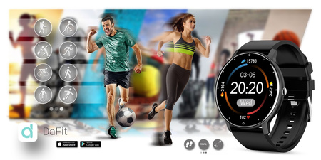 Smartwatch męski Czarny pasek gumowy sportowy Puls Kroki Gravity GT1-3 