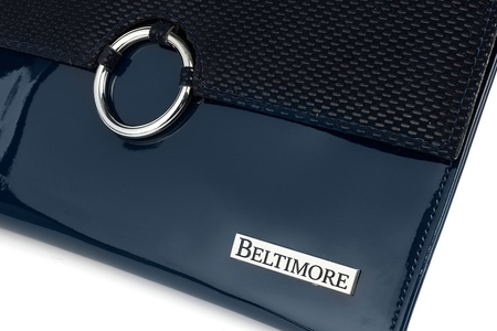 Granatowa Oryginalna Damska Torebka Kopertówka Na Pasku Usztywniana W63 : Kolory - Granatowy