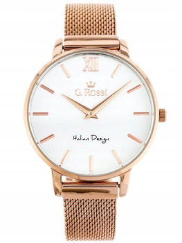 ZEGAREK DAMSKI G. ROSSI - G.R12177B-3D3-2 Bransoleta różowe złoto + BOX